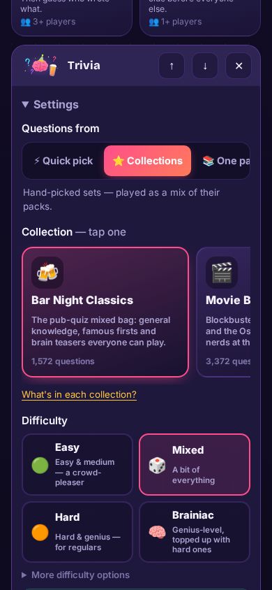 The Collections tab with collection cards