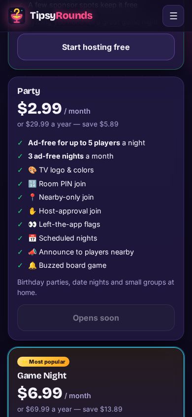 The pricing page: Free and the paid plans