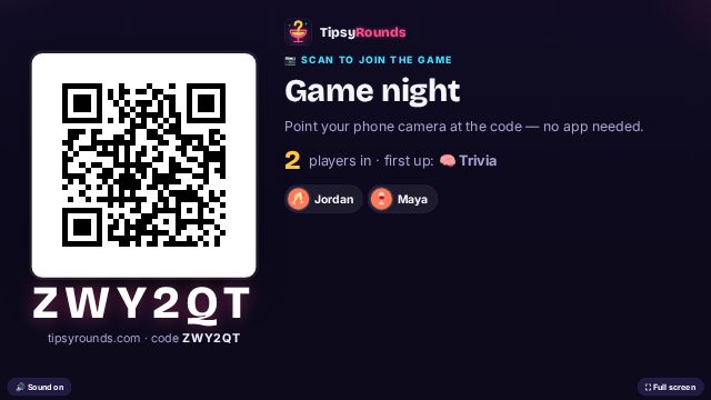 The TV lobby with the join QR and the players