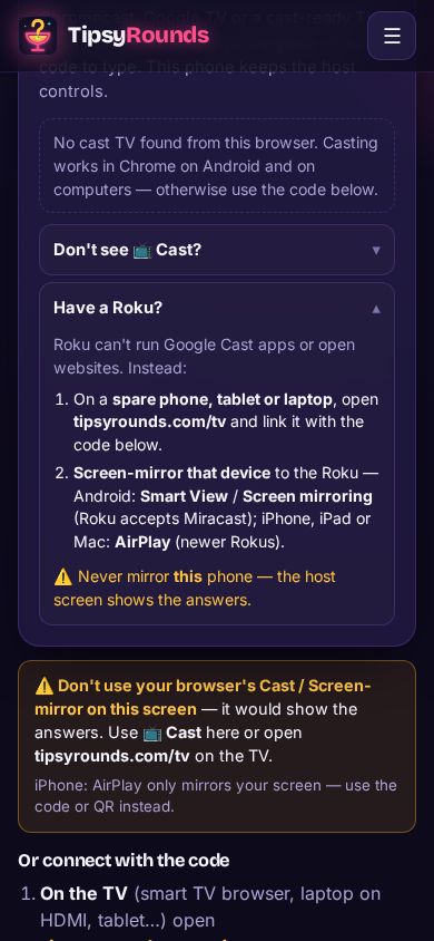 The Have a Roku? steps on the TV page