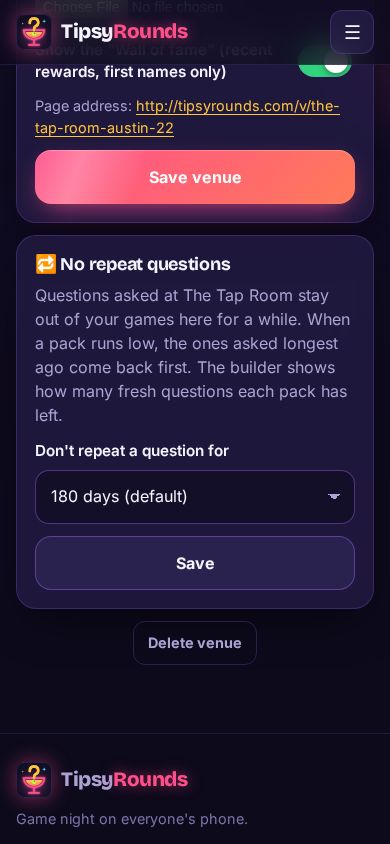 The No repeat questions setting